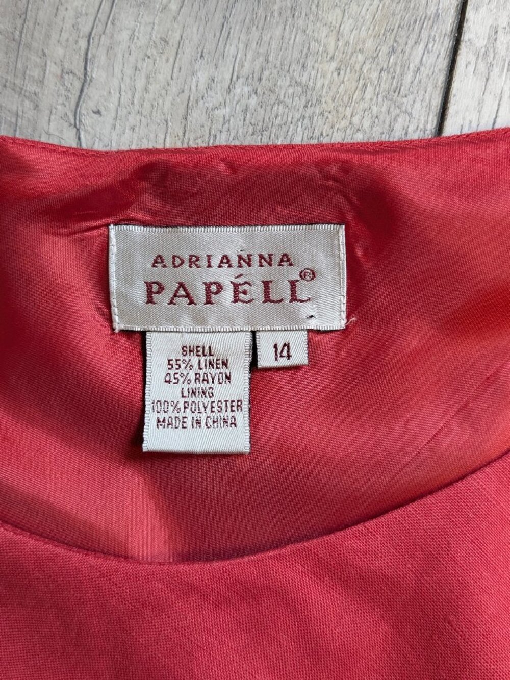 Adrianna Papell Y2K Linen Blend Maxi Dress Red 14 Cutwork Floral Romantic EUC ❤️ - Picture 10 of 13